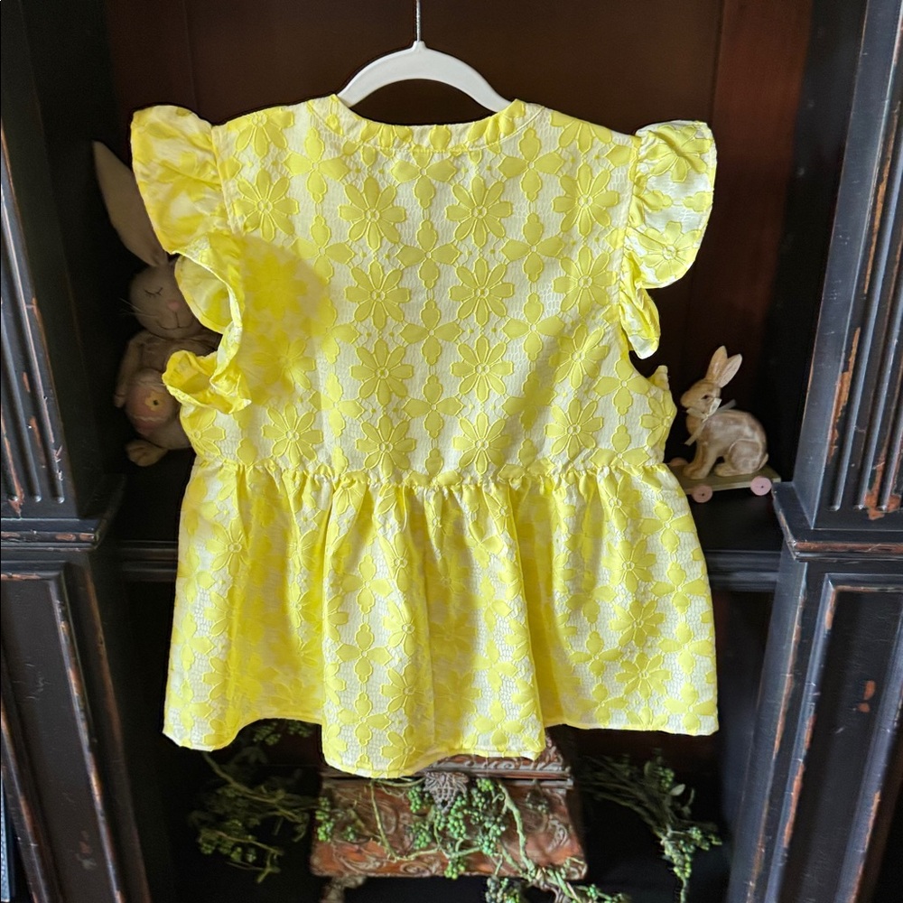 Entro New Yellow Floral Ruffle Peplum Top - Picture 6 of 8
